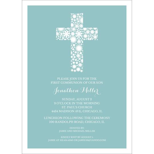 Floral Lace Cross Communion Invitations
